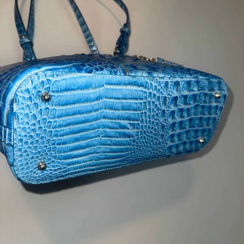 Brahmin Blue Croc-Embossed Leather Tote - Picture 6 of 11